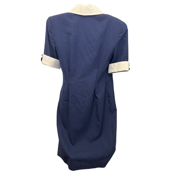 Vtg Cynthia Howie Sz 6 Wrap Dress knee short Sleeve Navy Blue School Girl navy - Picture 5 of 6